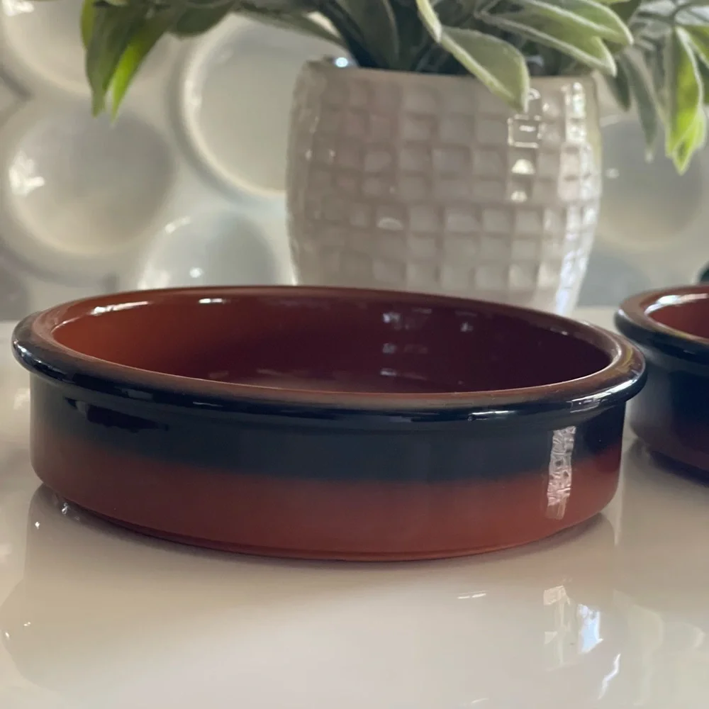 Set of Two Terra-cotta Ceramic Ramekin dishes